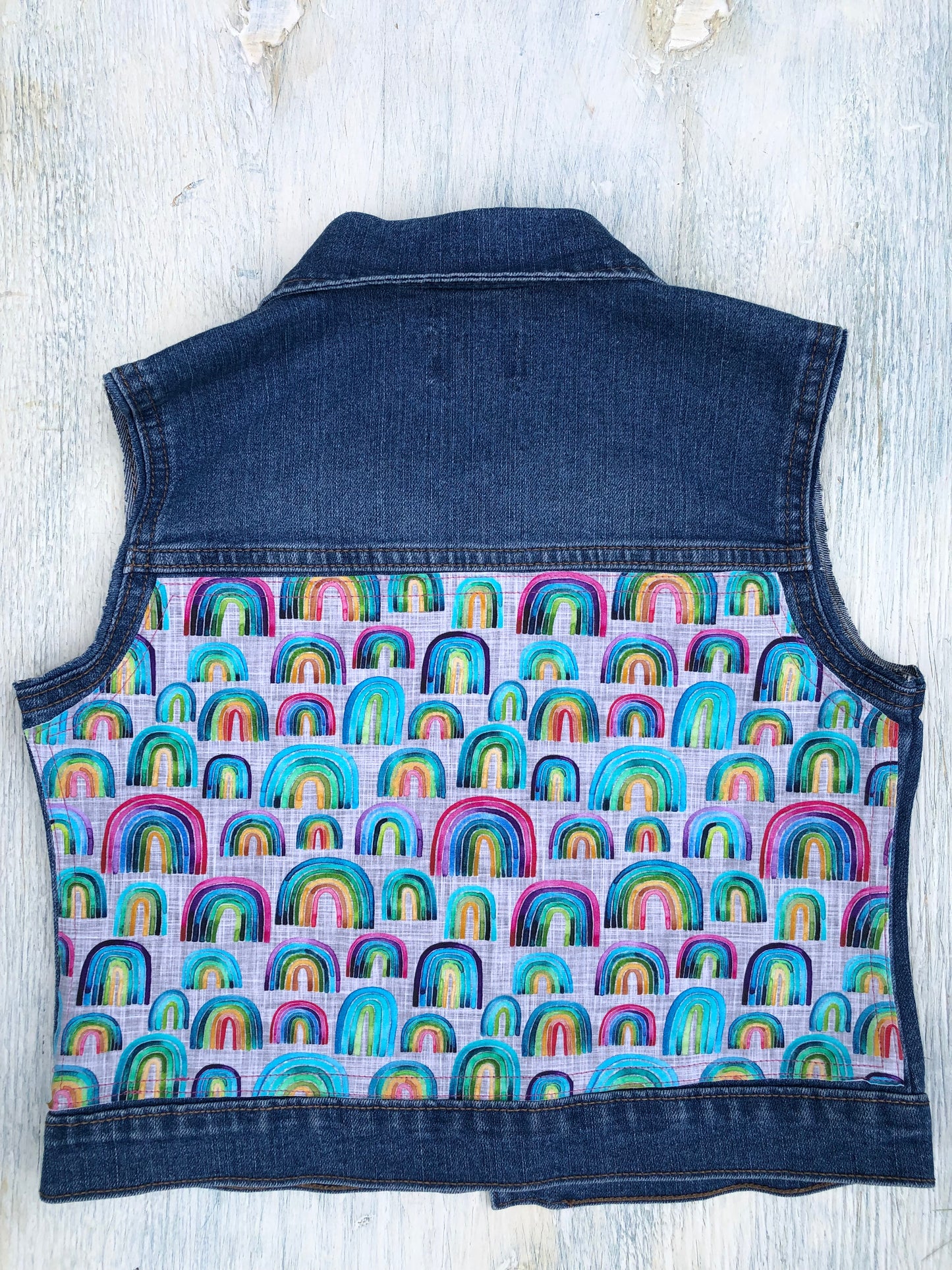 Rainbow Denim Vest size 7/8
