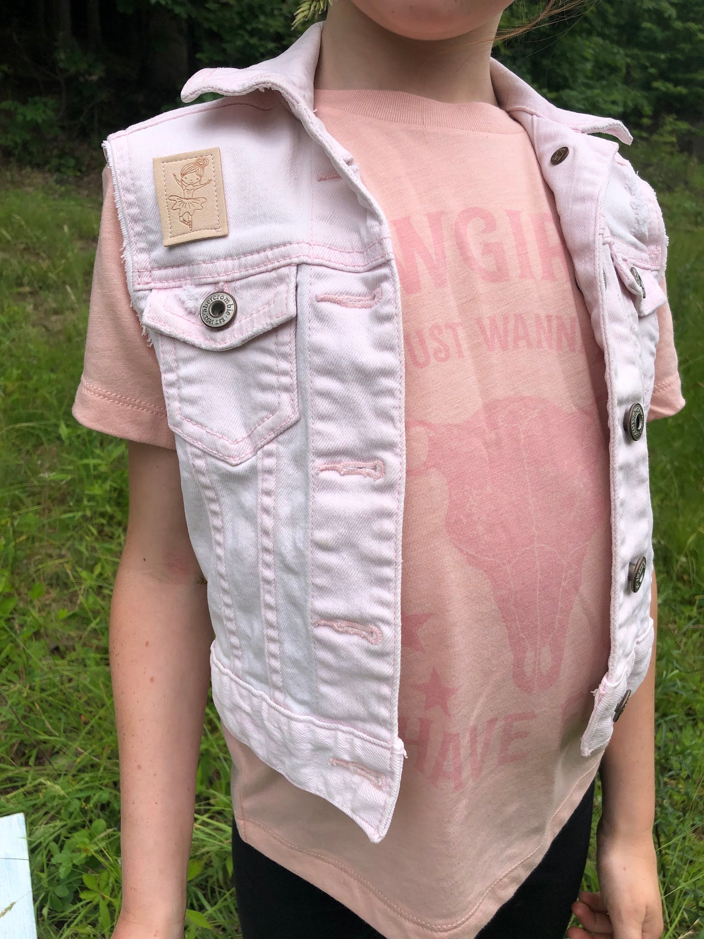 Ballerina Pink Denim Vest- Small (5-7)
