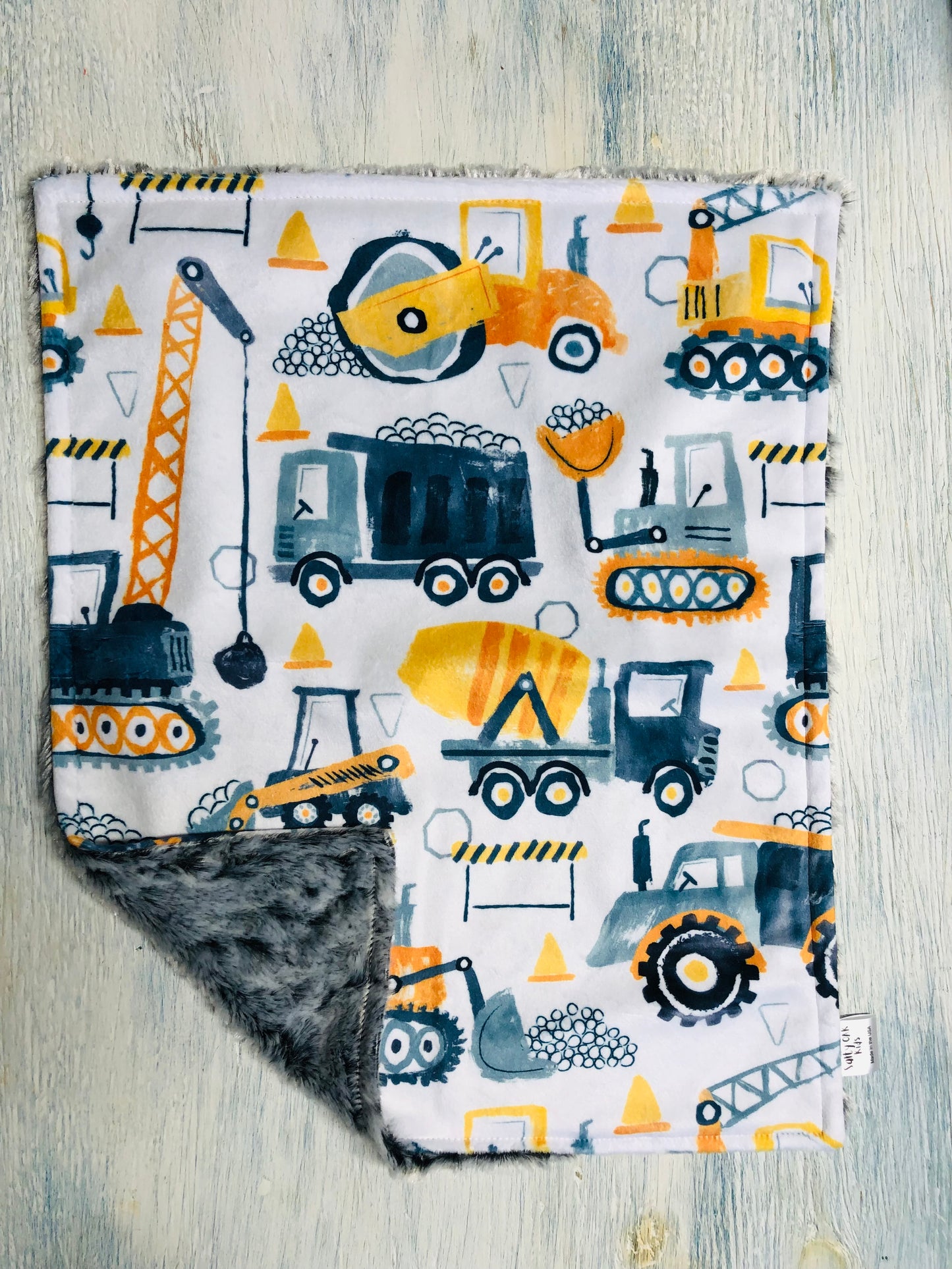 Watercolor Construction Machines Minky Lovey Security Blanket