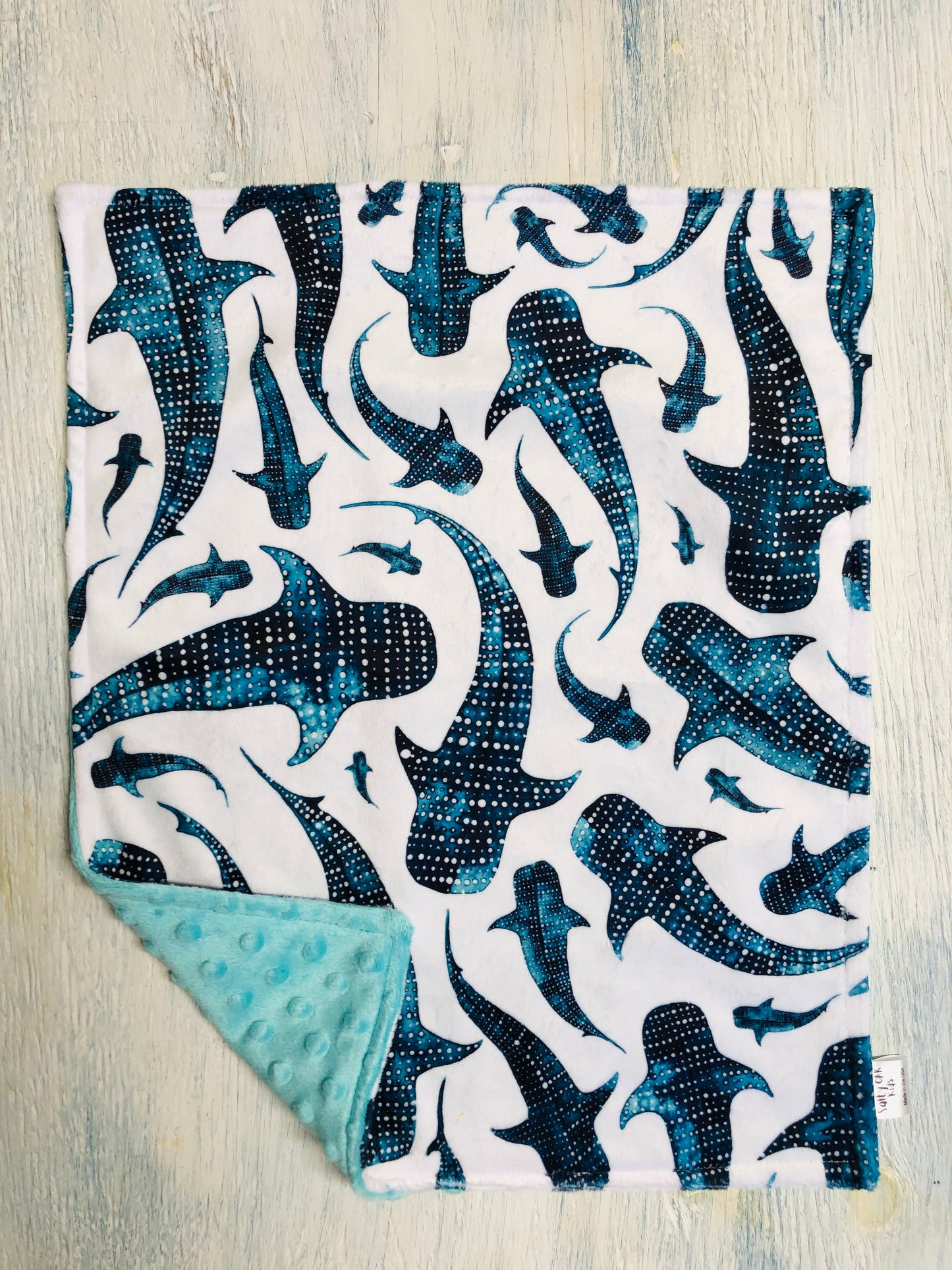Watercolor Whale Shark Minky Lovey Security Blanket