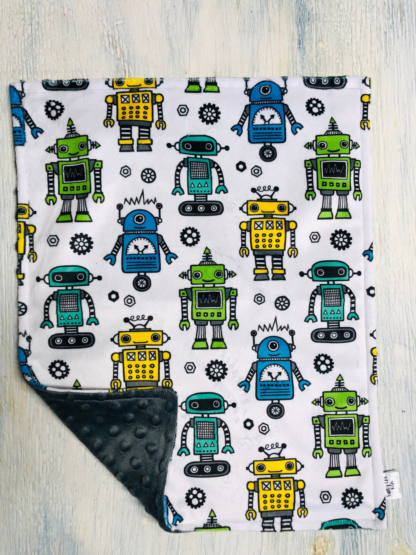 Robots Minky Baby Lovey Security Blanket