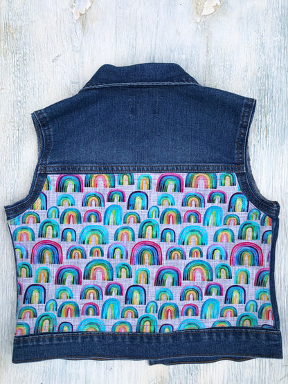Rainbow Denim Vest size 7/8
