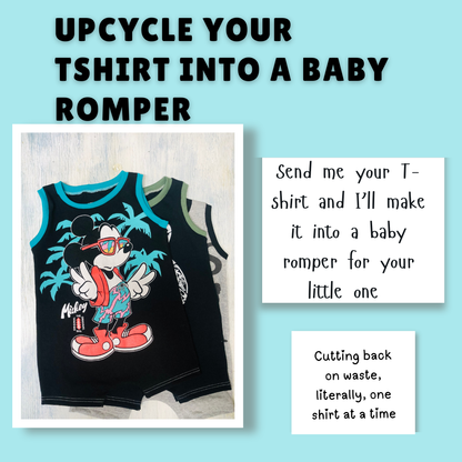 Upcycled Baby/Toddler Romper from T-Shirt