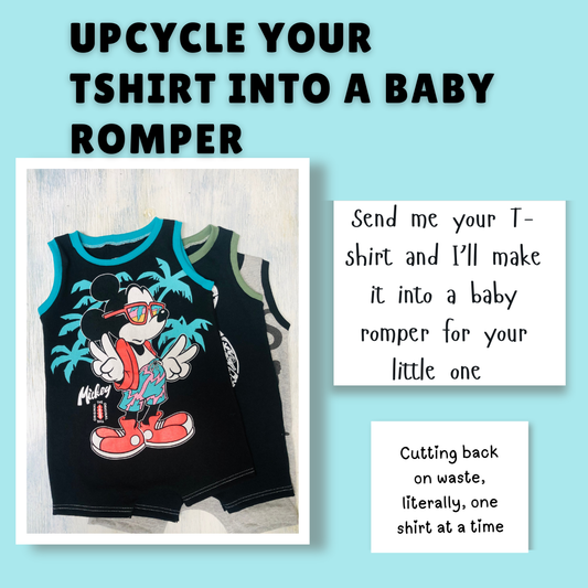 Upcycled Baby/Toddler Romper from T-Shirt