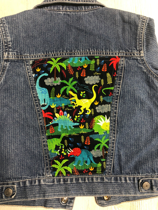 Today I want to be a Dinosaur, Upcycled Denim Jacket -Boy size 3t