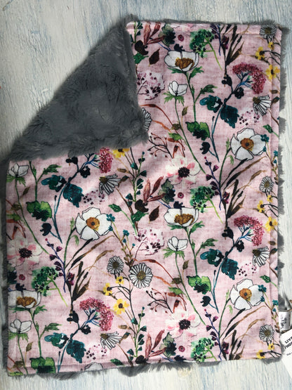 Floral Minky Lovey Security Blanket