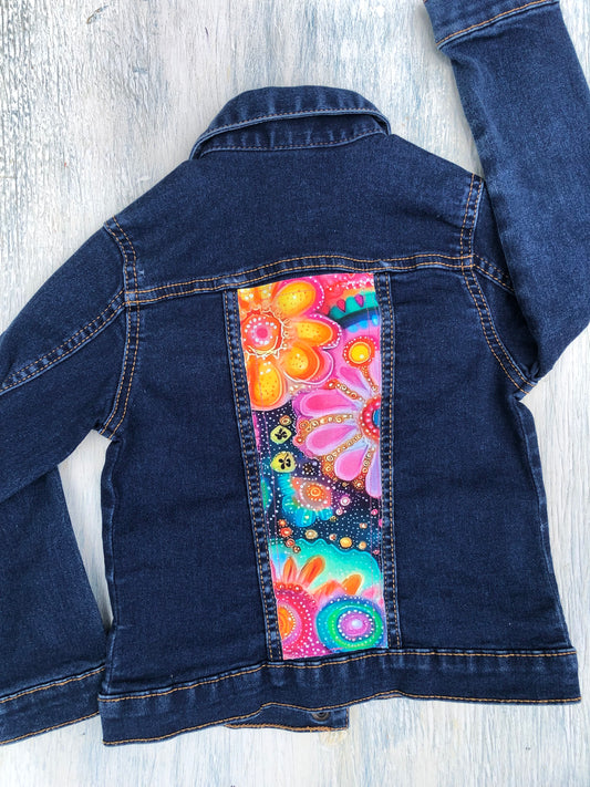 Galaxy Flowers Girl Denim Jacket 5t