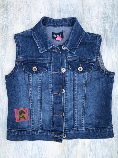 Rainbow Denim Vest size 7/8