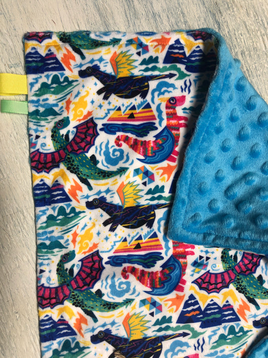 Bright Dragons Minky Lovey Security Blanket