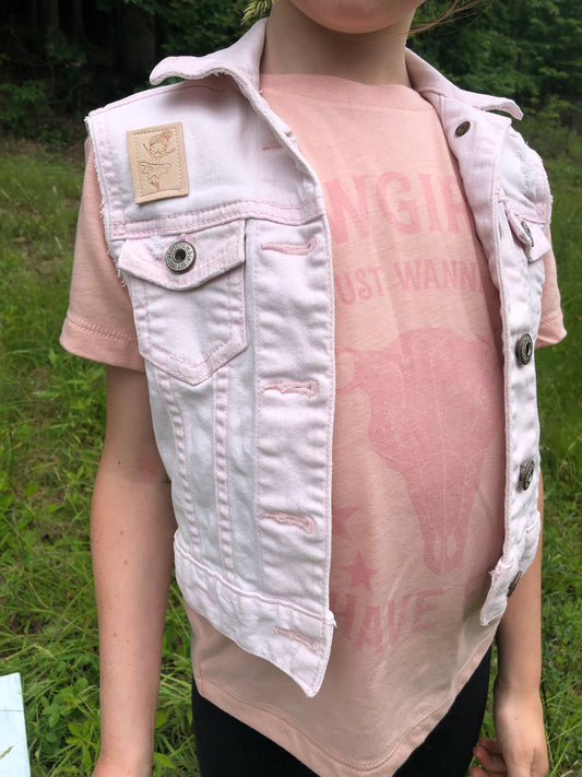 Ballerina Pink Denim Vest- Small (5-7)