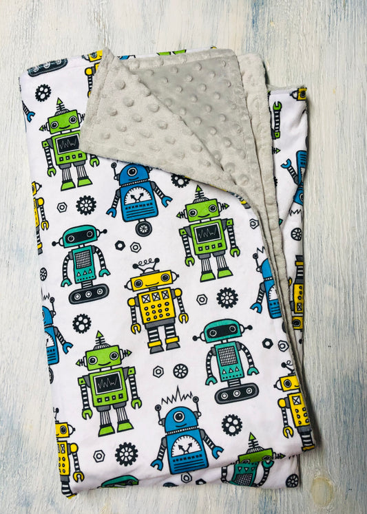 Robots Minky Baby Blanket