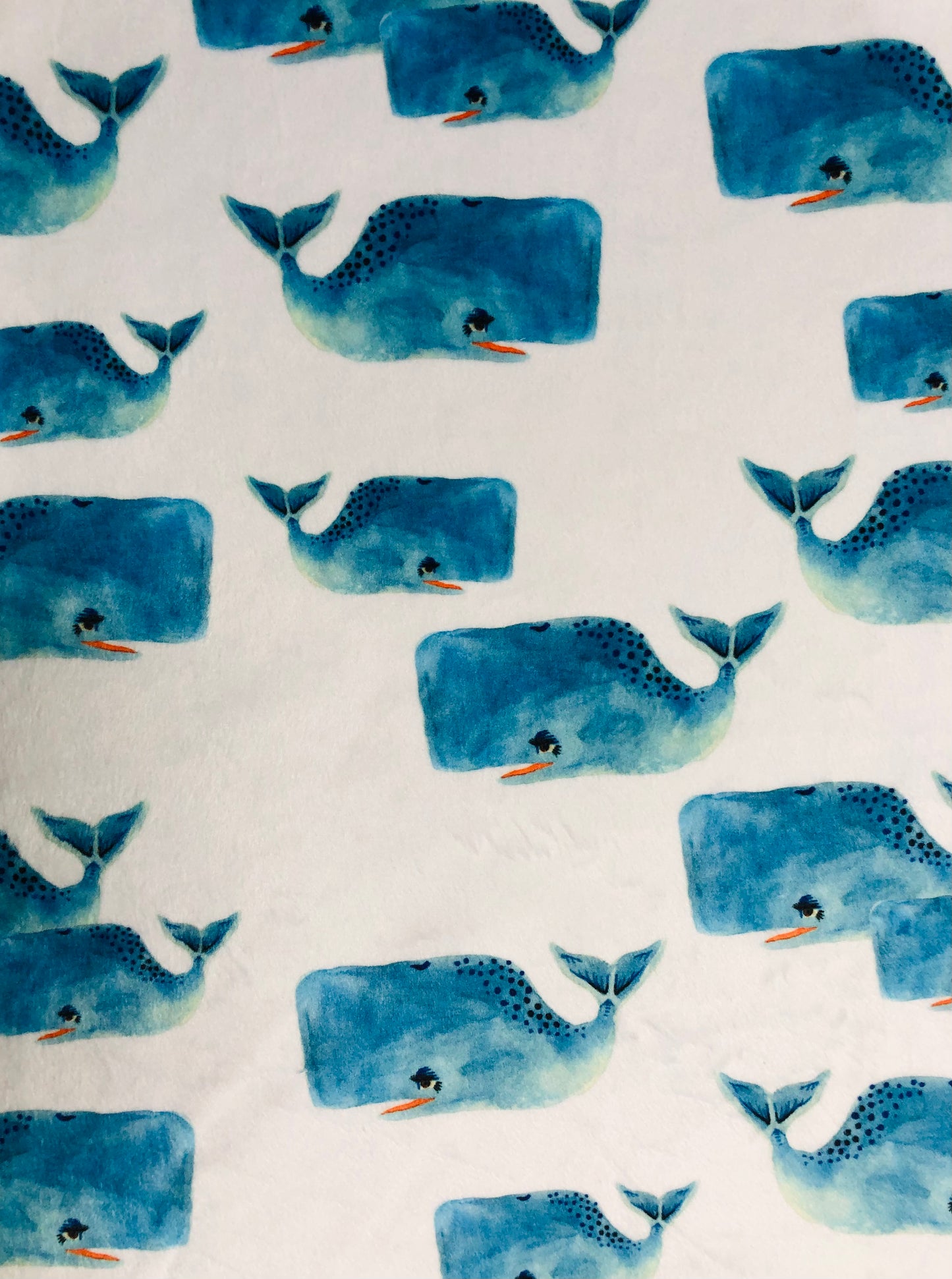 Watercolor Whale Pod Minky Baby Blanket